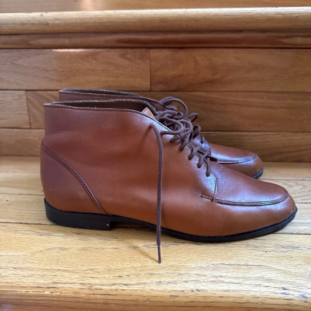 Women’s Genuine Leather Brown Ankle Boots Size 8.5 Pre-Owned Excellent Condition